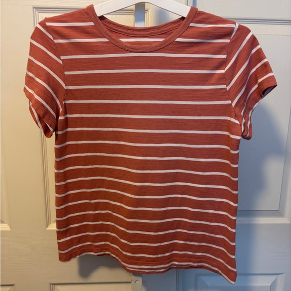 Striped Rust and White Women's Top M - Picture 1 of 3